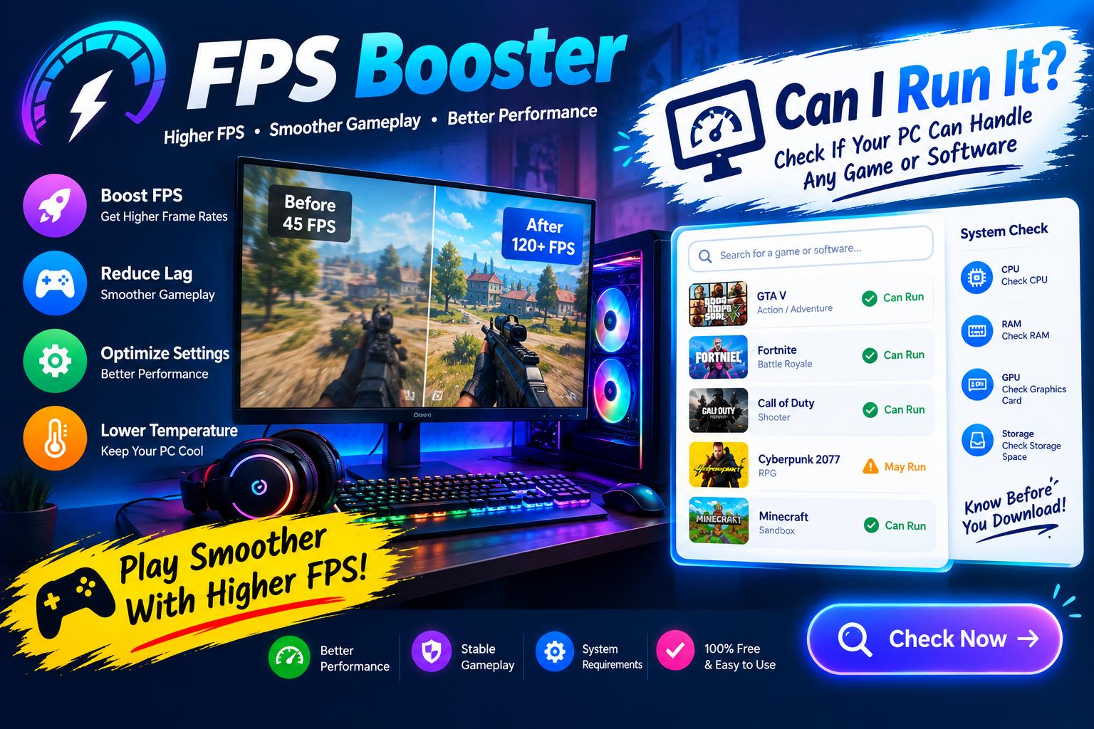 Smart Game Booster FPS optimization and compatibility tools